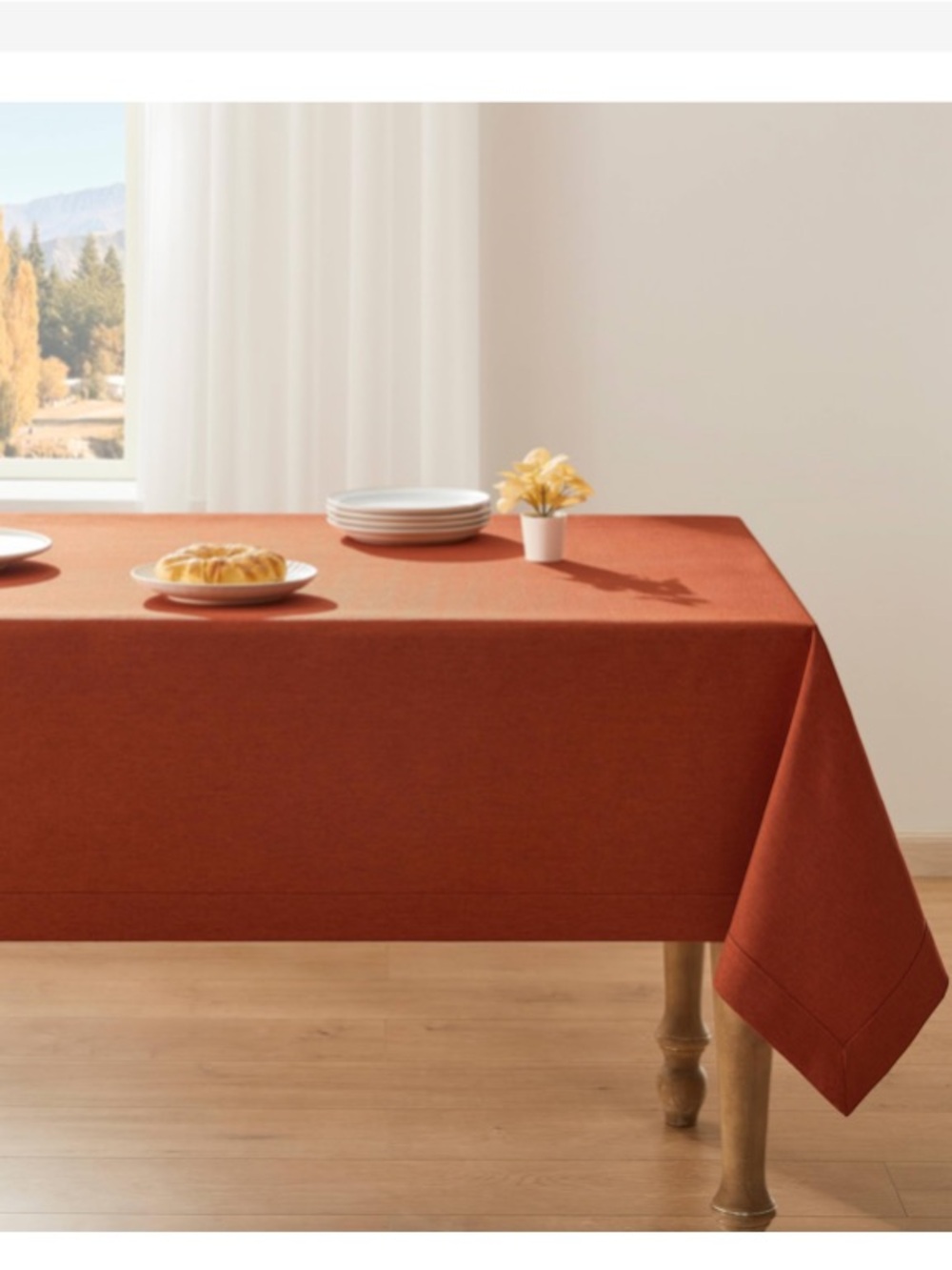 Classic TABLECLOTH Heavyweight Washable Rectangular 52x70” - DARK ORANGE